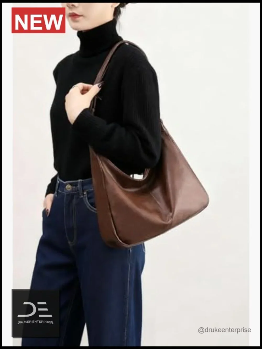 Vegan Leather Hobo Shoulder Bag Tote Crossbody Purse Foldable Slouchy Handbag